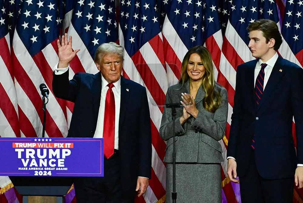 Trump daripada Parti Republikan memenangi Pilihan Raya Presiden AS, sekali gus mencatatkan kebangkitan politik bersejarah selepas empat tahun meninggalkan Rumah Putih. Foto AFP