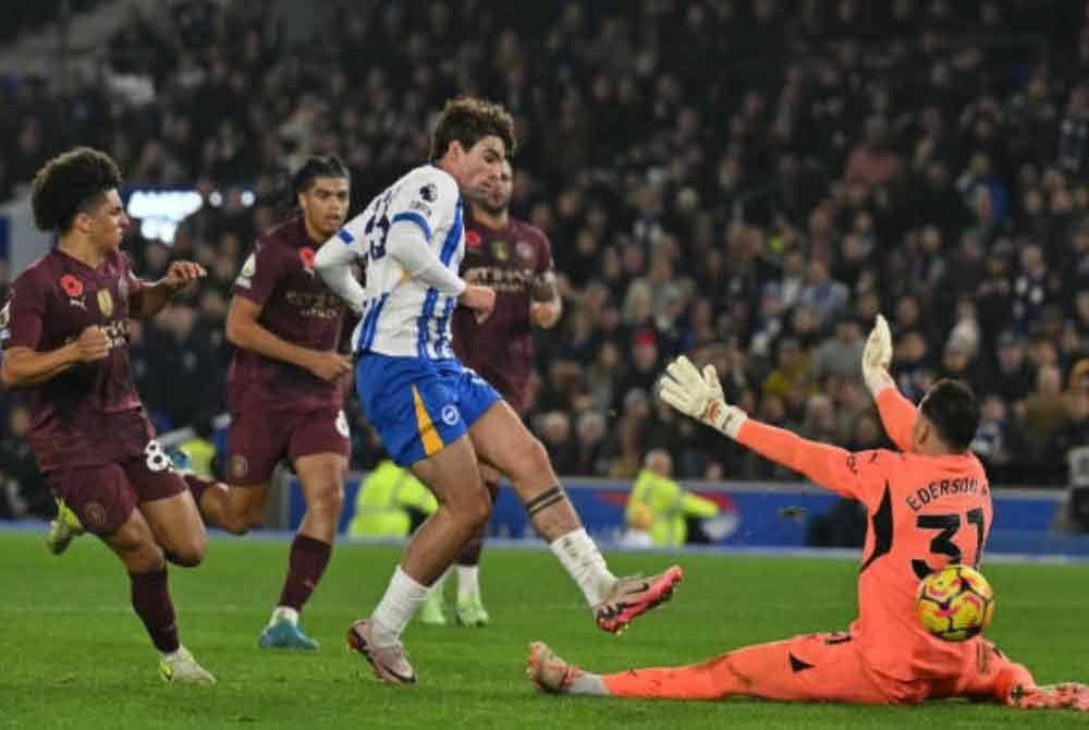 O&#039;Riley menjelmakan tiga mata buat Brighton ketika menjinakkan Manchester City di Amex. Foto: Agensi