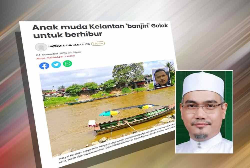 Laporan Sinar Harian mengenai anak muda Kelantan &#039;banjiri&#039; Golok untuk berhibur. Gambar kecil: Asri Mat Daud