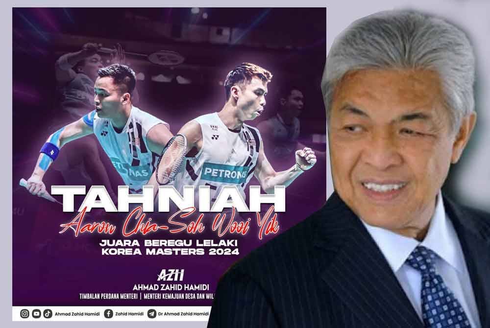 Poster kemenangan yang dimuat naik Ahmad Zahid di Facebook pada Ahad.