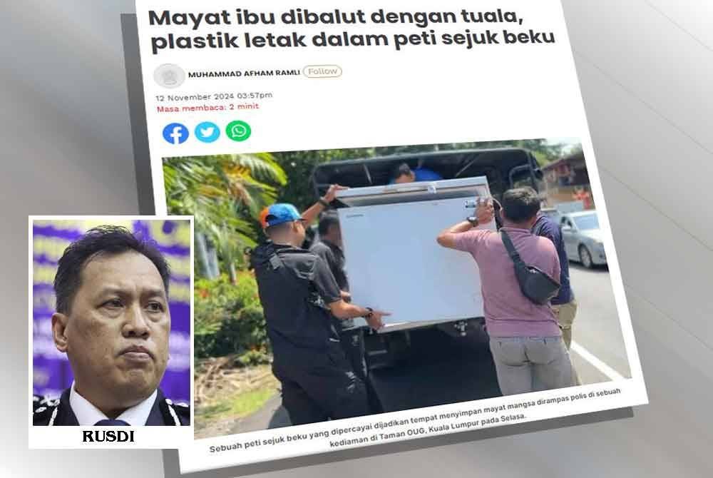 Sinar Harian sebelum ini melaporkan polis menemui mayat seorang wanita yang disimpan dalam peti sejuk beku selepas dipercayai dibunuh oleh anaknya sejak 2021 di sebuah rumah di Jalan Klang Lama di sini pada Selasa.