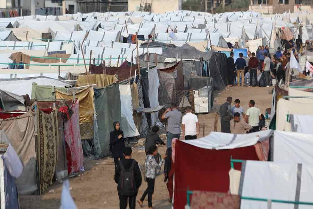 Khemah untuk penduduk yang kehilangan tempat tinggal di Bandar Gaza, utara Semenanjung Gaza. Foto Xinhua