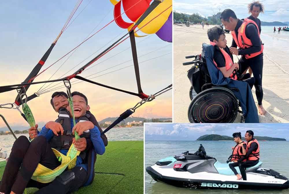 Abang Iki teruja melakukan aktiviti sukan air seperti menaiki jetski dan parasailing - Foto: Mohd Radi Faissal