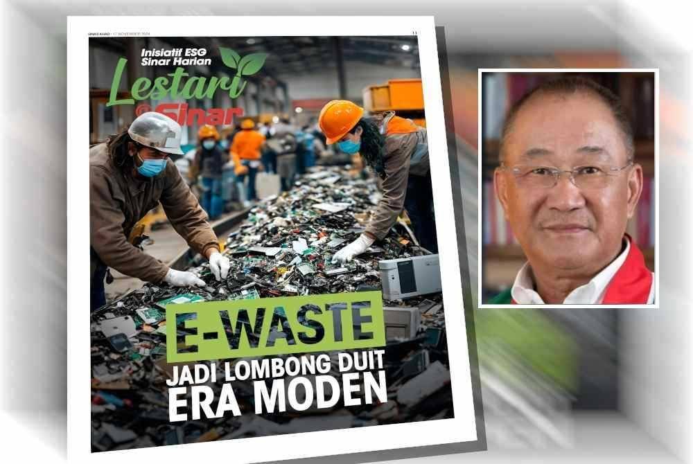 Sisipan khas tentang e-waste dalam Sinar Ahad. Gambar kecil KC Lim