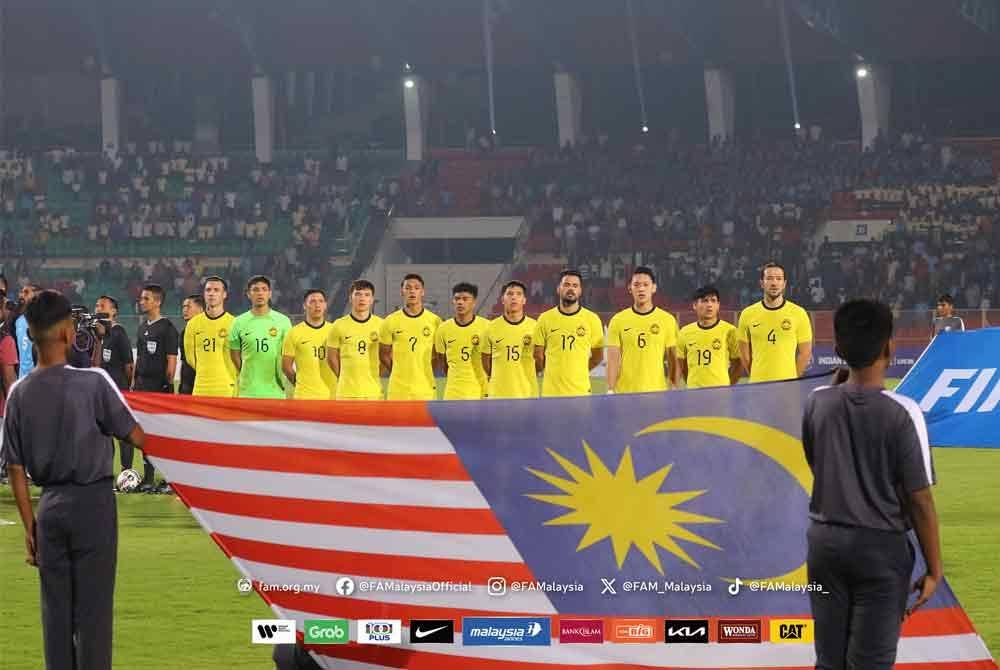 Skuad negara berjaya meraih keputusan seri 1-1 ketika menentang India di Hyderabad. Foto FAM