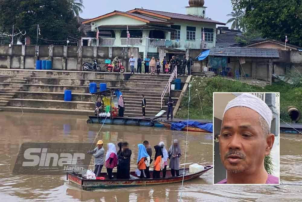 Melalui pangkalan haram pelajar hanya mengambil masa tidak sampai lima minit sahaja menaiki bot berbayar RM1 dan berjalan kaki untuk ke sekolah berhampiran. Gambar kecil: Fadhli