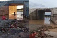 Keadaan di terowong laluan kenderaan di Kampung Banggol Pak Esah, Pasir Puteh.