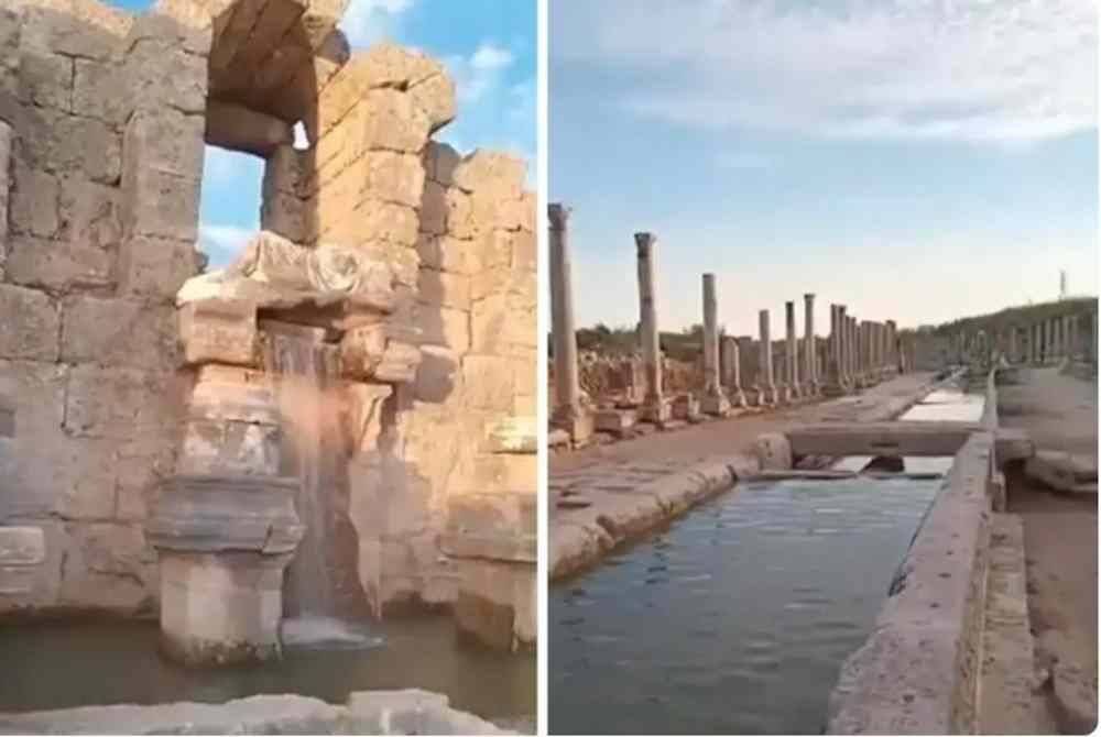 Air pancut purba Kestros yang dibina pada abad kedua semasa pemerintahan Maharaja Hadrian Rom kini kembali mengalir selepas 1,800 tahun setelah menjalani pemulihan. Foto Agensi