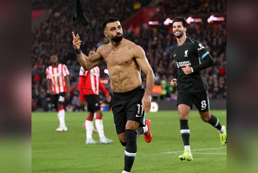 Salah meledakkan dua jaringan buat Liverpool ketika berkunjung ke Stadium St Mary&#039;s. Foto Agensi