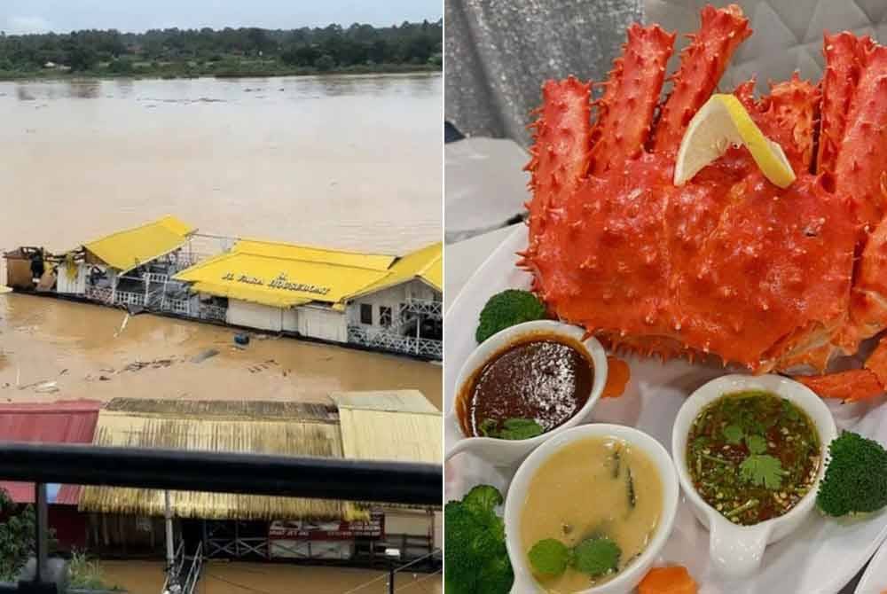 Ratusan kilogram daging segar, &#039;king crab&#039;, barangan basah serta peralatan jualan yang mencecah hampir RM1 juta hanyut bersama &#039;houseboat&#039; milik seorang pengasas kosmetik di Sungai Kelantan, Kota Bharu pada Rabu.