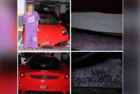 Kereta Ferrari yang dilaporkan hilang di pusat cuci kereta di Hulu Klang pada 17 November lalu. - Foto PDRM