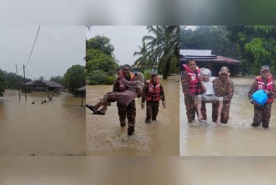 Keadaan banjir di Parit Bengkok, Gersik Bukit Gambir.