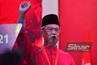 Muhyiddin menyampaikan ucapan dasar pada Perhimpunan Agung Tahunan (PAT) Bersatu kali ke-7 pada Sabtu. Foto Sinar Harian-ASRIL ASWANDI SHUKOR