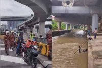 Mangsa yang tercampak ke dalam sungai selepas terlibat kemalangan di Lebuhraya Bertingkat Ampang-Kuala Lumpur (AKLEH) pada Ahad.