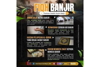 INFOGRAFIK berkenaan fiqh banjir yang dikongsikan oleh Jakim di laman sosial Facebook miliknya pada Ahad.