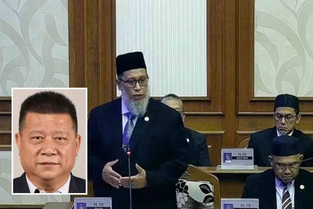 Zuridan mendedahkan aduan kenaikan harga kelapa dan santan segar sesi perbahasan Belanjawan Pahang 2025 di Wisma Sri Pahang, di Kuantan pada Selasa. Gambar kecil: Chon Siang