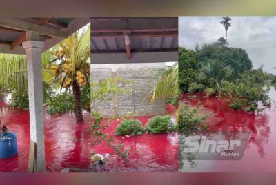 Banjir merah di Tumpat kerana pewarna dari kilang sos cili.