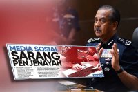 Laporan muka depan Sinar Ahad mengenai media sosial lubuk penjenayah (kiri), Razarudin