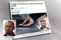 Laporan Sinar Harian berhubung gesaan NUBE supaya memansuhkan fi pengeluaran tunai RM1 di mesin ATM antara bank.