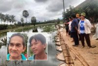 Pesawah melihat padi yang ditenggelami banjir. Gambar kecil dari kiri: Che Amat, Eh Nom