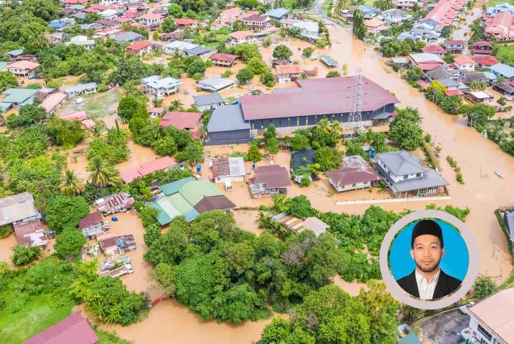 MUSIM tengkujuh dan banjir sebenarnya mengingatkan kita akan kebergantungan kepada ALLAH SWT dan perlunya refleksi terhadap tanggungjawab manusia kepada alam sekitar. / Gambar kecil: USTAZ MOHAMAD OMAR MANSU