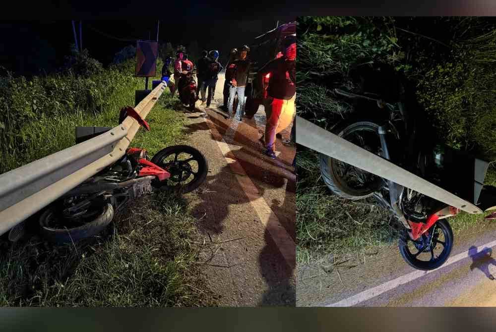 Seorang remaja lelaki maut apabila motosikal yang ditungganginya terbabas dan melanggar besi penghadang di sebelah kiri bahu jalan di Jalan Kilometer 3 Gua Musang-Kuala Krai di Gua Musang pada Sabtu. Foto PDRM