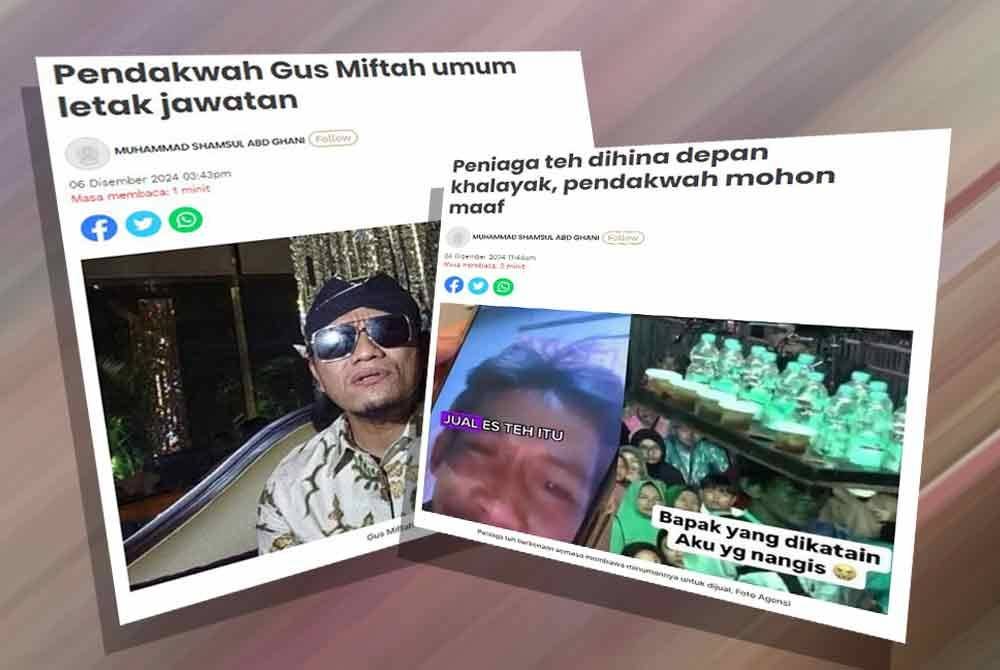 Gus Miftah, seorang penceramah terkenal meletakkan jawatan selepas video yang menunjukkan beliau menghina seorang penjual teh ais semasa ceramah di Magelang, Jawa Tengah bulan lalu, mendapat kritikan meluas.