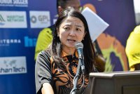 Hannah Yeoh menyampaikan ucapan perasmian pada "18th Royal Selangor Club - Dato’ Chu Ah Nge International Junior Soccer", pada Sabtu. Foto Bernama