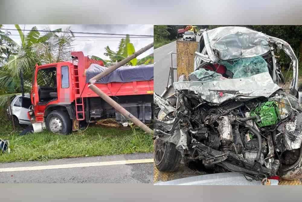 Seorang remaja lelaki maut selepas kereta yang dipandunya dipercayai hilang kawalan lalu bertembung dengan lori di Kampung Padang Tengah, Ketereh, Kota Bharu pada Sabtu. Foto PDRM