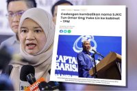 Fadhlina. Laporan Sinar Harian berhubung cadangan kembalikan nama SJKC Tun Omar Ong Yoke Lin yang akan dibawa ke kabinet