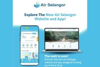 Poster menunjukkan paparan laman web dan aplikasi mudah alih Air Selangor yang dinaik taraf dan bersifat lebih mesra pengguna.