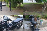 Keadaan motosikal mangsa dan lokasi kemalangan. Foto sumber polis