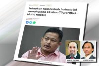 Laporan Sinar Harian berhubung cadangan menetapkan had nisbah hutang isi rumah berbanding KDNK pada 65 atau 70 peratus.