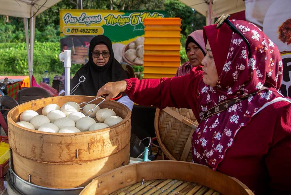 Pengunjung yang hadir memilih pau di gerai jualan pada Program Pesta Pau X Rekreasi Muallim 2024 di Persisiran Sungai Bernam di sini. Foto Bernama