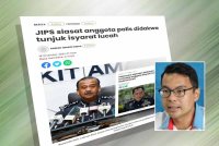 Laporan Sinar Harian berhubung siasatan yang dilakukan terhadap anggota PDRM yang didakwa tunjuk isyarat lucah. Gambar kecil: Chean Chung