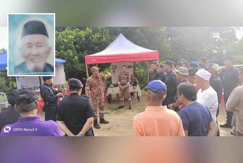 Operasi mencari warga emas, Mohd Mahat (gambar kecil) diteruskan hari ini. Foto PDRM