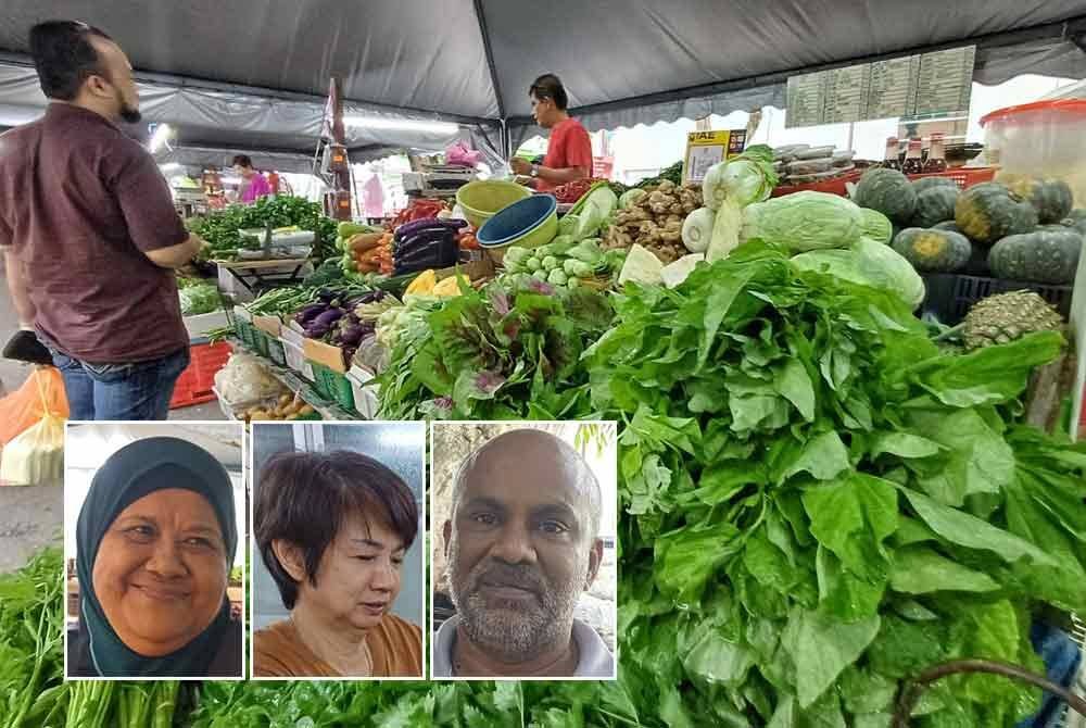 Harga sayur-sayuran tempatan mencatatkan kenaikan sehingga 150 peratus dalam tempoh dua minggu ini. Gambar kecil dari kiri: Azizah, Siew Kim, Francis