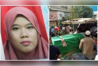 Suspek (gambar kanan) kini disoal siasat pihak polis. (Gambar kiri) Jenazah adik iparnya dalam perjalanan untuk dikebumikan. Agensi