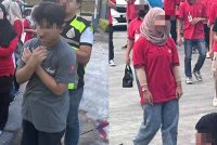 Kanak-kanak lelaki dan perempuan yang diselamatkan dalam Ops Mahir di sebuah kilang pembuatan di Senai. Foto JIM Johor