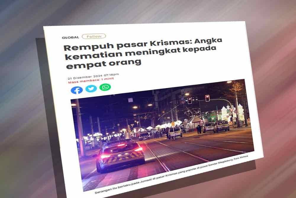 Suspek insiden rempuhan pasar Krismas, Magdeburg bertindak sendirian – Polis