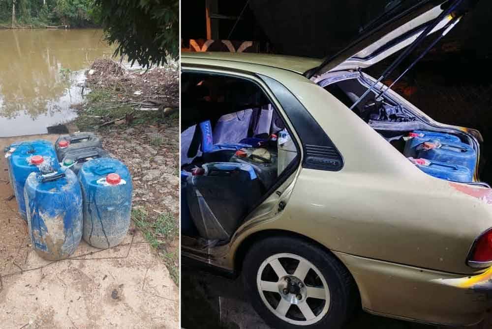 PGA mematahkan cubaan menyeludup 930 liter petrol dalam tiga serbuan berasingan di Rantau Panjang, Jeli dan Tumpat dekat sini. Foto PGA