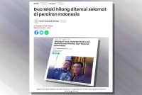 Laporan Sinar Harian berkaitan dua lelaki hilang ditemukan di perairan Indonesia.