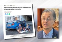 Laporan Sinar Harian mengenai tujuh sekeluarga yang dibantu Steven sebelum ini. (Gambar kecil: Mohamad)