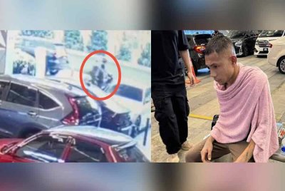 Tangkap layar CCTV kes simbah asid Faisal Halim.