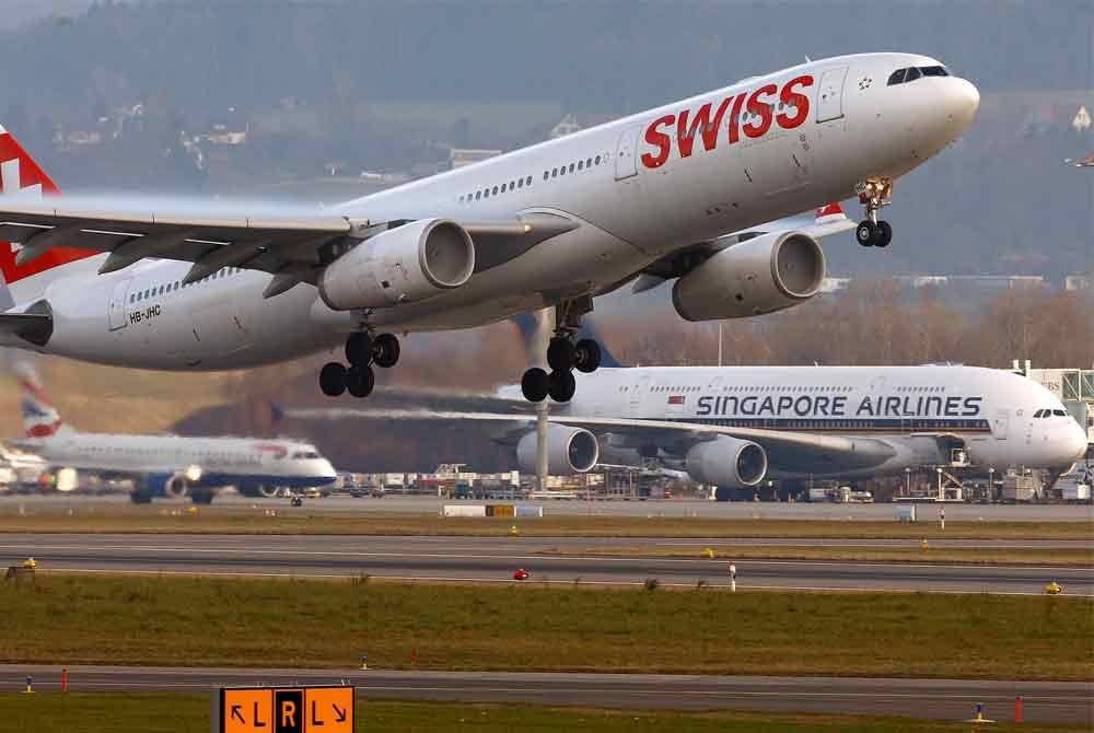 Pesawat Airbus milik syarikat penerbangan SWISS yang dalam perjalanan dari Bucharest ke Zurich pada Isnin terpaksa melakukan pendaratan cemas di Austria. Foto hiasan