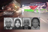 Kemalangan membabitkan lima kenderaan dan meragut tujuh nyawa di Kilometer 204.0 Lebuhraya PLUS arah utara, di sini, pada Isnin. Antara mangsa yang maut: Gambar kecil: Khairul Izwan, Fadzlenna, Ramli, Noorisnien