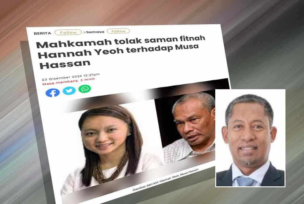 Mahkamah Tinggi Kuala Lumpur pada 23 Disember lalu menolak saman fitnah yang difailkan Hannah terhadap Musa berhubung ucapannya dalam satu forum di UiTM empat tahun lepas. Gambar kecil: Mohd Zai