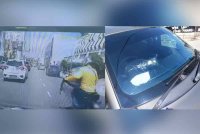 Suspek dikatakan telah menghayun rantai besi pada cermin kereta mangsa ketika mangsa sedang memandu di Jalan Penang.