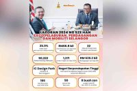 Sze Han (kiri) bersama Menteri Besar, Datuk Seri Amirudin Shari (kanan) dan info pencapaian portfolionya yang dimuat naik di laman Facebooknya pada Sabtu.