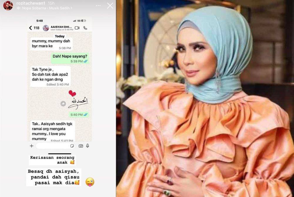 Tangkap layar perbualan Che Ta bersama anak bongsunya, Aaisyah Dhia Rana, 10, menerusi aplikasi WhatsApp.